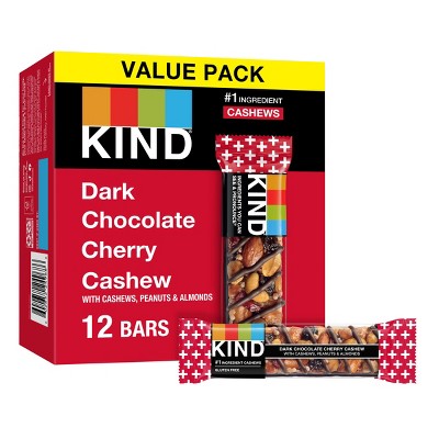 KIND Bars Dark Cherry Cashew Gluten Free Snacks - 16.8oz/12ct