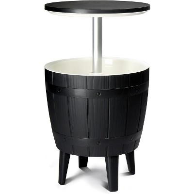 Outdoor Cooler Table, Height-Adjustable Outdoor Cool Bar w/ 10 Gallon Beer and Wine Cooler, Patio Cooler Ice Cool Bar for Deck Pool Party