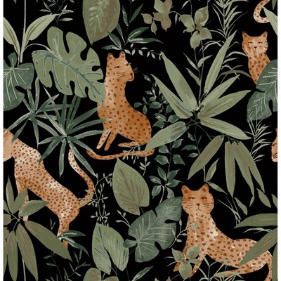 NuWallpaper Midnight Jhalana Peel and Stick Wallpaper: Removable Botanical Floral PVC, Self-Adhesive, 30.75 Sq Ft Coverage