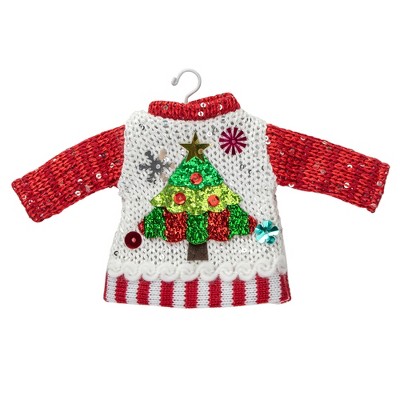 Northlight Knitted Ugly Sweater with Hanger Christmas Tree Ornament - 8" - White