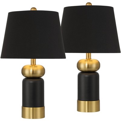 360 Lighting Anthem 19" High Black and Brass Table Lamp Set of 2