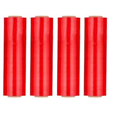 PSBM 4 Rolls Tinted Red, Hand Pallet Stretch Wrap, 18 in. x 1500 Ft. x 80 Gauge