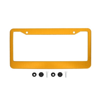 Unique Bargains Aluminium Alloy License Plate Holder Durable Mirror Polished Gold Tone