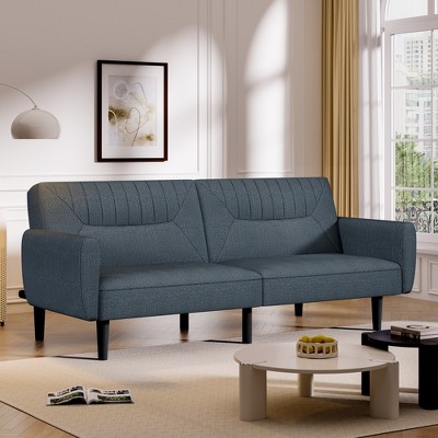 Dyonery 75.8" Convertible Futon Sofa Bed,3 Seater Linen Futon Couch,Adjustable Backrests,Folding Loveseat Sofa for Living Room,Office,Apartment