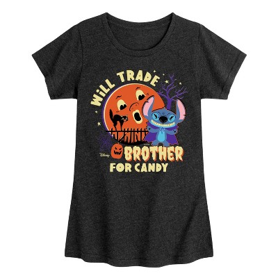 Girls' - Lilo and Stitch - Will Trade Brother for Candy Fitted Short Sleeve Graphic T-Shirt