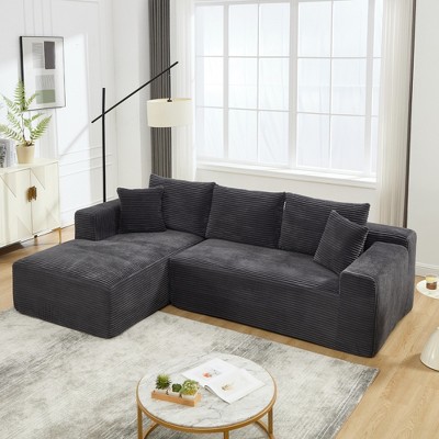 L-Shape Sectional Sofa with Memory Foam, Left-Facing Oversized Chaise, 2-Seat Cloud Couch for Living Room, Breathable Fabric, No Assembly Required