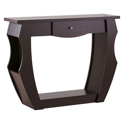Coralli Modern Cut Out Sofa Table Walnut - HOMES: Inside + Out: Arching Legs, Hidden Storage