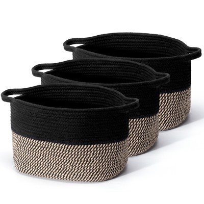 SUGIFT Storage Baskets – Set of 3 Woven Bins for Shelves, Closet, Nursery & Living Room – Durable, Soft & Stylish Cube Baskets for Organizing