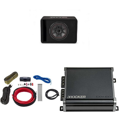 Kicker 48VCVR122 CompVR 12" single subwoofer in vented box, 2-ohm w/ 46CXA4001, Amp Kit Bundle