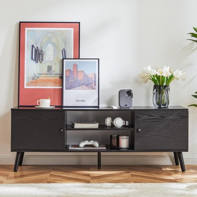 Lyngins Wood TV Stand for 60" TV,Entertainment Center with Open Shelves,Media Console TV Cabinet for Living Room Bedroom