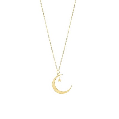 Adornia 14k Gold Plated Hanging Moon and Star Necklace