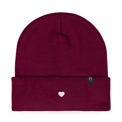 Dalix Lil Heart Embroidered Beanie Warm Winter Knit Hat Women