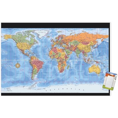Trends International Map - World Time Zones Unframed Wall Poster Prints