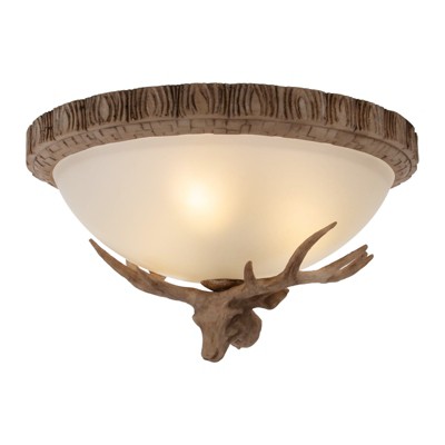 YIYIBYUS Resin Antler Flush Mount 3-Light Ceiling Light With Glass Shade
