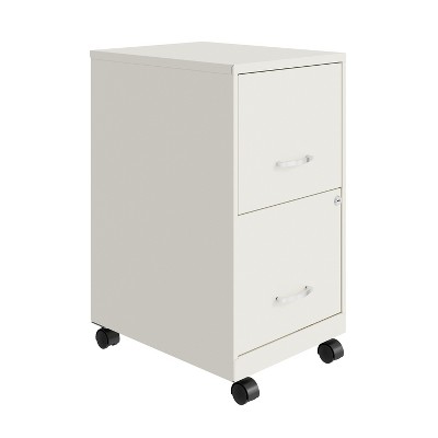 Space Solutions 18" Deep 2 Drawer Mobile Letter Width Vertical File Cabinet Pearl White