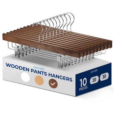 SereneLife Premium Wooden Pants Hangers