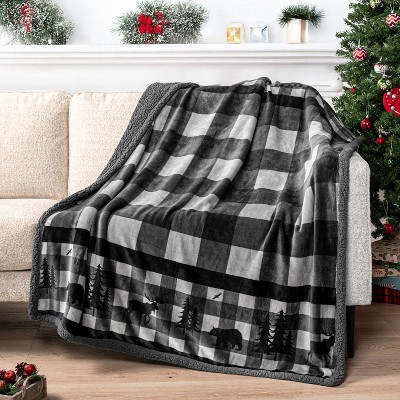 PAVILIA Premium Faux Shearling Fleece Throw Blanket for Bed, Reversible Warm Blanket for Couch Sofa