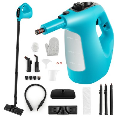 Costway 1400W Multipurpose Handheld Steam Cleaner Steam Mop with 14 Accessories Blue/Green