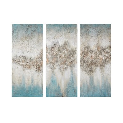 DSVIMOY 3PCS Heavily Embellished Canvas Wall Art Set, Wall Decor for Hallway Office Wall Decor, Multicolor, 35"*15"*1.5"