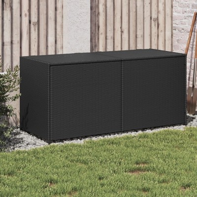 vidaXL Garden Storage Box Black 74.8 Gallon Poly Rattan