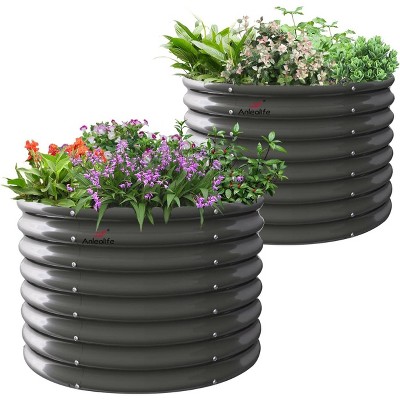 Cesicia 2PCS 3×2ft Quartz Grey Round Raised Garden Bed
