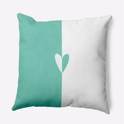 16"x16" Valentine's Day Modern Heart Square Throw Pillow Spring Green - e by design: Indoor Decorative Cushion, Polyester Fill