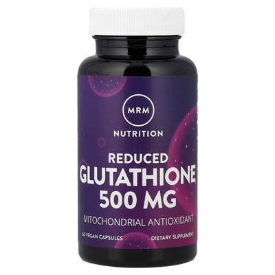 MRM Nutrition Reduced Glutathione 500mg | Liver Health | Mitochondrial Antioxidant | Reduced Form of Glutathione | Vegan + Gluten-Free | 60 Servings