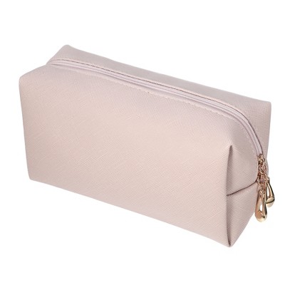 Unique Bargains Small Portable Travel Cosmetic Bag Pink 6.69"x2.95"x3.54" 1 Pc