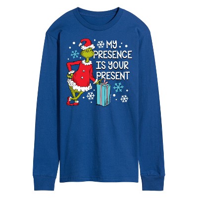 Men's - Dr. Seuss - The Grinch My Presence In Your Present Long Sleeve Graphic T-Shirt