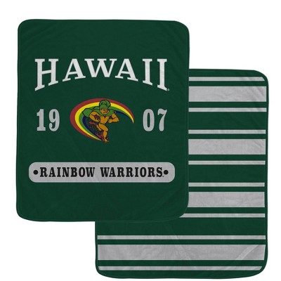 NCAA Hawaii Rainbow Warriors Varsity Plaque Double Sided Royal Plush Blanket: Sports Team Logo
