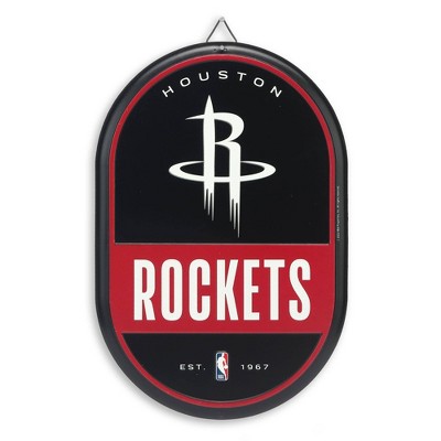 NBA Houston Rockets Embossed Metal Pill Wall Sign: Sports Art Vertical Panel