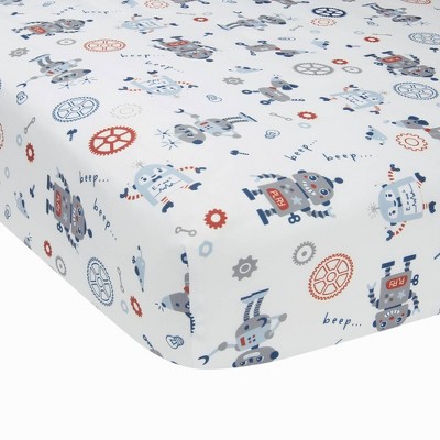 Bedtime Originals Robbie Robot Soft Fitted Crib Sheet