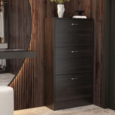 Famapy Modern Shoe Cabinet Entryway Shoe Rack 3 Tier Shelves