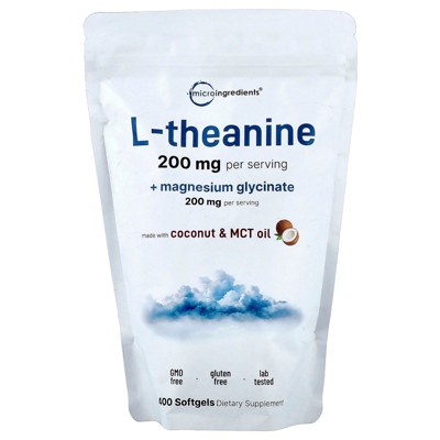 Micro Ingredients L-Theanine + Magnesium Glycinate , 400 Softgels