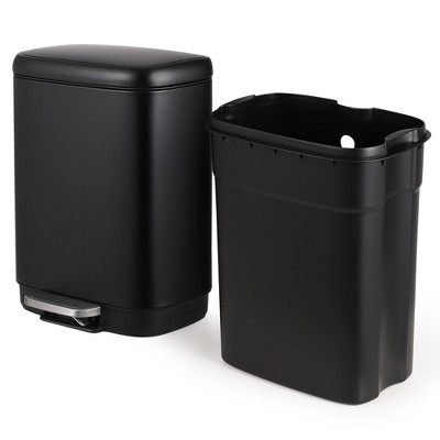 Stainless Steel Trash Can with Lid – Soft Close Step-On Pedal, Fingerprint-Resistant, Ideal for Kitchen or Bathroom