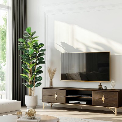 Acekool Artificial Fiddle Leaf Fig Tree, Realistic Ficus with Adjustable Leaves & Natural Trunk, Large Indoor Potted