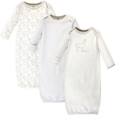Touched by Nature Baby Organic Cotton Long-Sleeve Gowns 3pk, Llama, 0-6 Months
