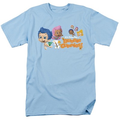 Bubble Guppies It'S Time! Adult T-Shirt Light Blue 3X Large