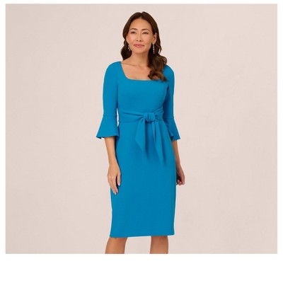 Adrianna Papell Womens Tie Waist Pencil Midi Dress
