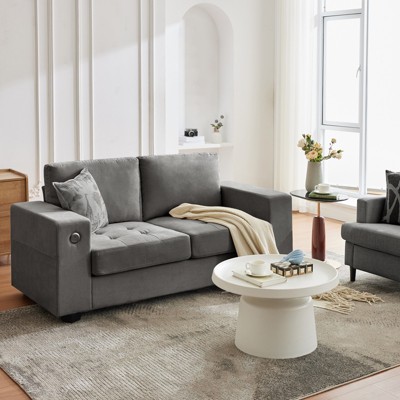 70'' Cloud Couch – Mid-Century Chenille Sofa, Deep Seat, USB Ports, Side Pockets, No Assembly