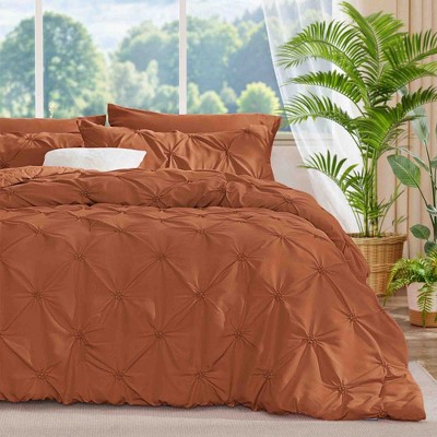 BAGOKIE 3 Pieces Floral Pinch Pleat Bed in a Bag Comforter Set for All Season