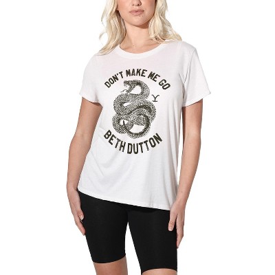 Women's Dont Make Me Go Beth Dutton Loose T-Shirt White