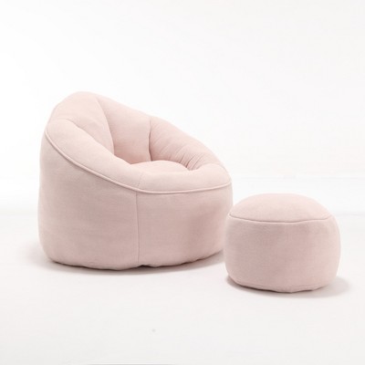 Ridstar Accent Chair, Arm Chair with Footstool For Living Room & Bedroom-Pink