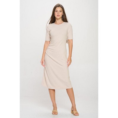WEST K Women's Darcy Side-Ruched Crew Neck Knit Midi Dress