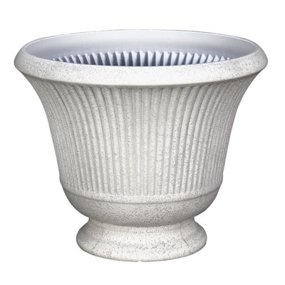 L&G Solutions Polyresin Pedestal Urn Planter - 12.9 in. - Stone