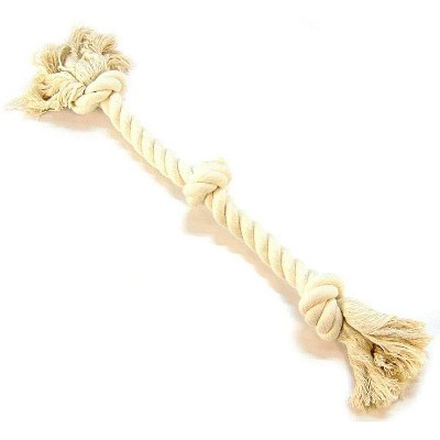 Flossy Chews 3 Knot Tug Toy Rope for Dogs - White- Medium- 20"