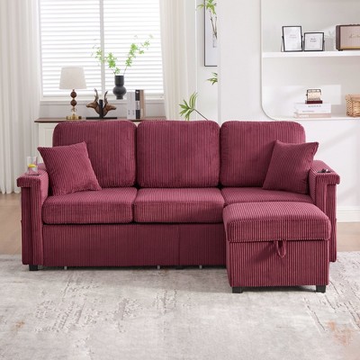 NicBex Modern Corduroy Sectional Sofa Futon Couch with Storage Ottoman,Comfortable 3-Seat Sofa Couch for Living Room,Apartment