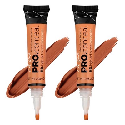 LA Girl HD PRO Conceal Concealer (ORANGE CORRECTOR GC990) L.A. Smooth & Bendable Formula | Crease Resistant | Full Natural Coverage (PACK OF 2)