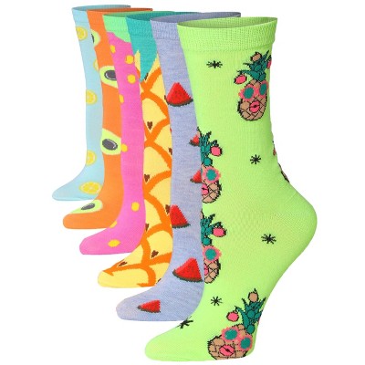 Tipi Toe Women's 6 Pack Colorful Sweet Delight Patterned Lightweight Crew Socks