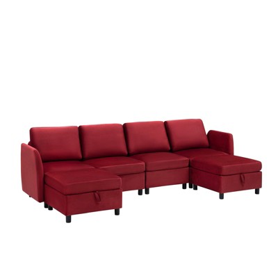 Sectional Couches for Living Room, Modular Sofa Set with Storage and Ottoman, Mid Century Modern